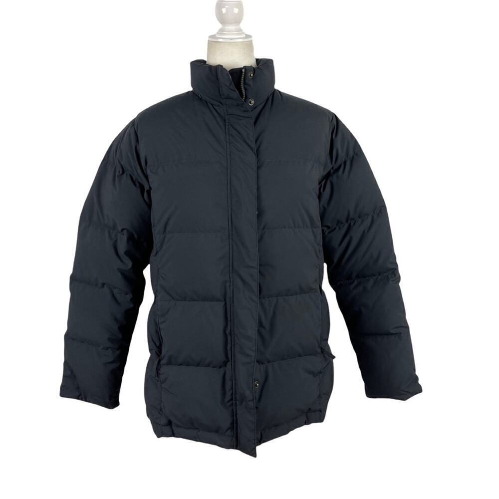 LL Bean Black and Pink Puffer Feather Down Puffer Full Zip Ski Winter Jacket M